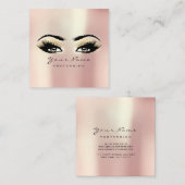 Makeup Artist Eyebrow Eye Lash Champaigne Square Vierkante Visitekaartje (Voorkant / Achterkant)