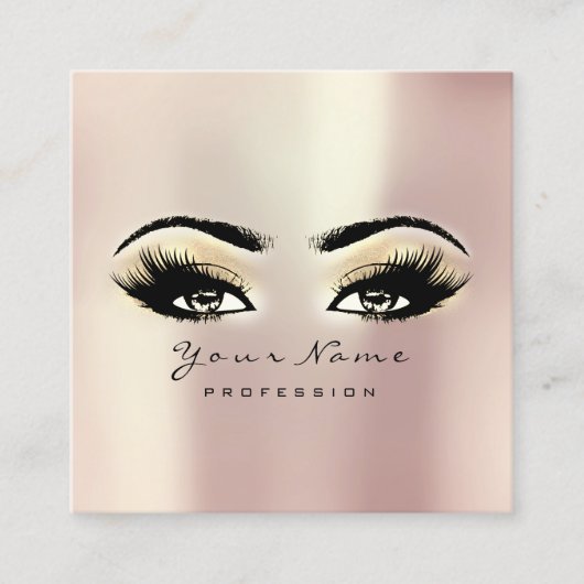 Makeup Artist Eyebrow Eye Lash Champaigne Square Vierkante Visitekaartje (Voorkant)