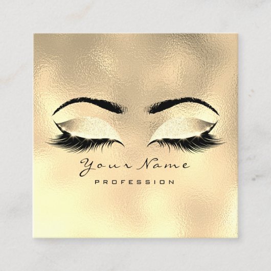 Makeup Artist Eyebrow Eye Lash Glitter Gold Waxing Vierkante Visitekaartje (Voorkant)