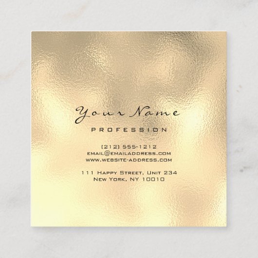 Makeup Artist Eyebrow Eye Lash Glitter Gold Waxing Vierkante Visitekaartje (Achterkant)