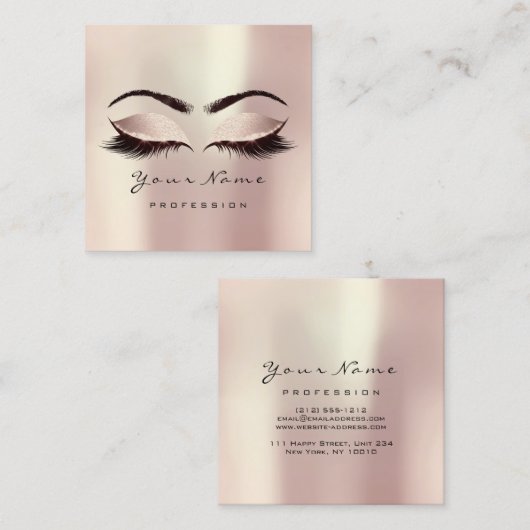 Makeup Artist Eyebrow Eye Lash Glitter Pink Blush Vierkante Visitekaartje (Voorkant / Achterkant)