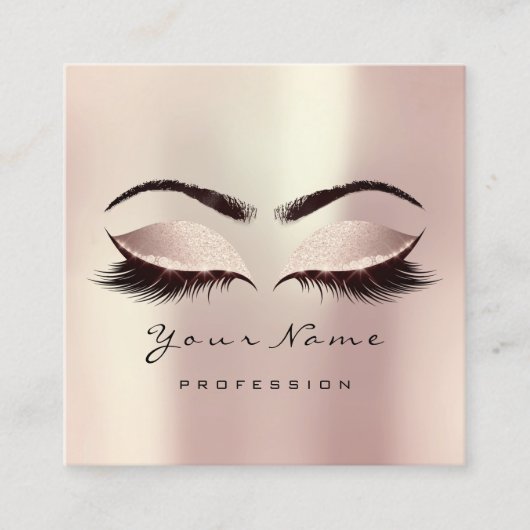Makeup Artist Eyebrow Eye Lash Glitter Pink Blush Vierkante Visitekaartje (Voorkant)
