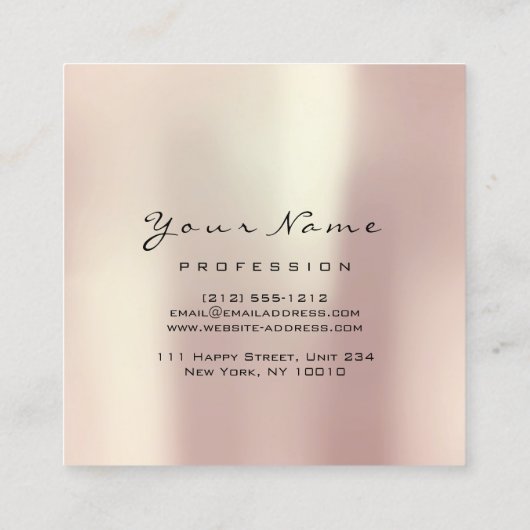 Makeup Artist Eyebrow Eye Lash Glitter Pink Blush Vierkante Visitekaartje (Achterkant)