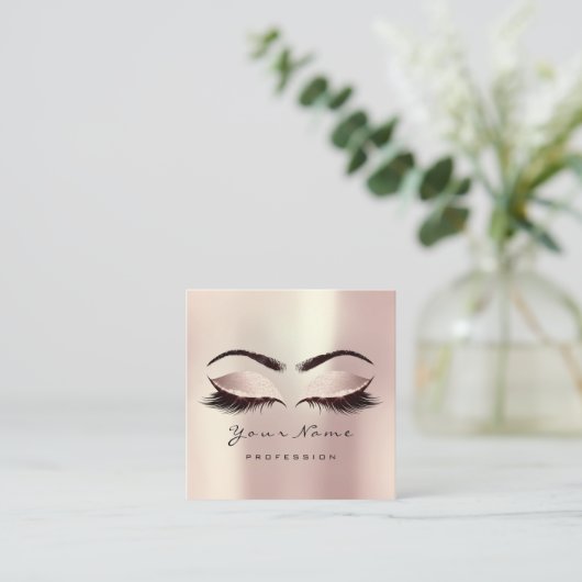 Makeup Artist Eyebrow Eye Lash Glitter Pink Blush Vierkante Visitekaartje (Staand voorkant)