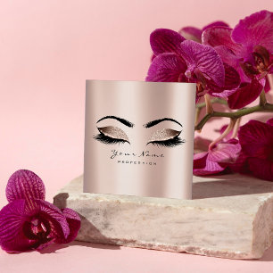 Makeup Artist Eyebrow Eye Lash Glitter Pink Square Vierkante Visitekaartje