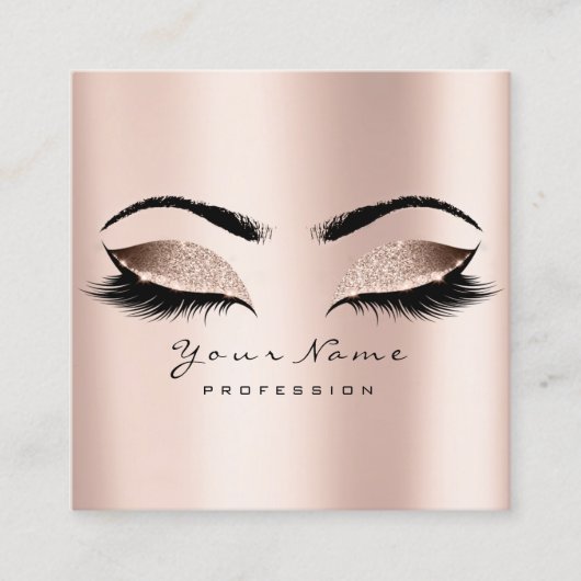 Makeup Artist Eyebrow Eye Lash Glitter Pink Square Vierkante Visitekaartje (Voorkant)