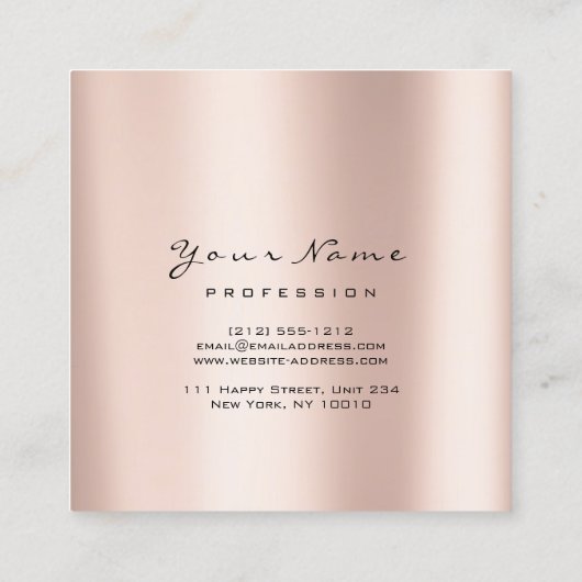 Makeup Artist Eyebrow Eye Lash Glitter Pink Square Vierkante Visitekaartje (Achterkant)