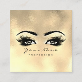 Makeup Artist Eyebrow Eye Lashes Glass Gold Square Vierkante Visitekaartje