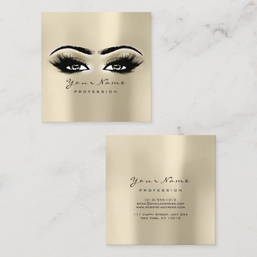 Makeup Artist Eyebrow Eye Lashes Ivory Square Vierkante Visitekaartje (Voorkant / Achterkant)