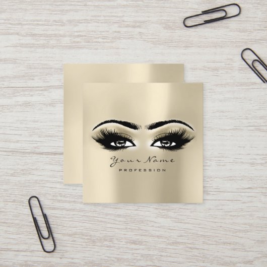 Makeup Artist Eyebrow Eye Lashes Ivory Square Vierkante Visitekaartje (Voorkant / Achterkant in situ)