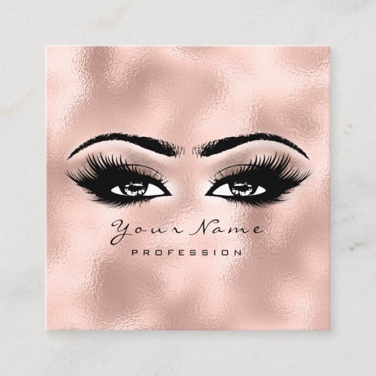 Makeup Artist Eyebrow Eye Lashes Roos Gold Square Vierkante Visitekaartje (Voorkant)