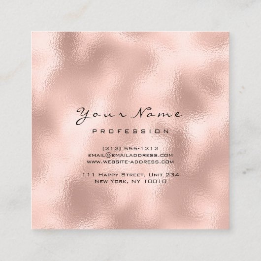 Makeup Artist Eyebrow Eye Lashes Roos Gold Square Vierkante Visitekaartje (Achterkant)