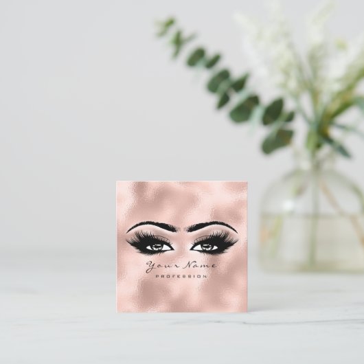 Makeup Artist Eyebrow Eye Lashes Roos Gold Square Vierkante Visitekaartje (Staand voorkant)