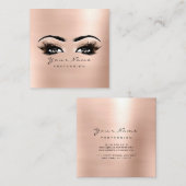 Makeup Artist Eyebrow Eye Lashes Roos Pink Square Vierkante Visitekaartje (Voorkant / Achterkant)