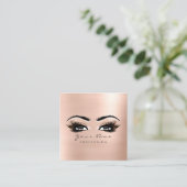 Makeup Artist Eyebrow Eye Lashes Roos Pink Square Vierkante Visitekaartje (Staand voorkant)