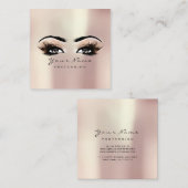 Makeup Artist Eyebrow Eye Lashes Roos Pink Square Vierkante Visitekaartje (Voorkant / Achterkant)