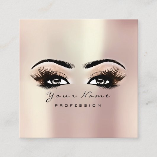 Makeup Artist Eyebrow Eye Lashes Roos Pink Square Vierkante Visitekaartje (Voorkant)