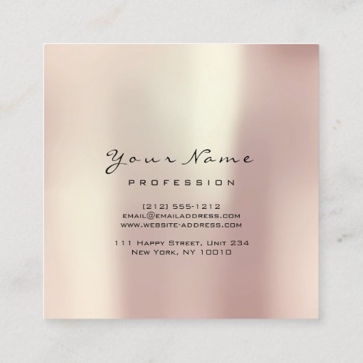 Makeup Artist Eyebrow Eye Lashes Roos Pink Square Vierkante Visitekaartje (Achterkant)