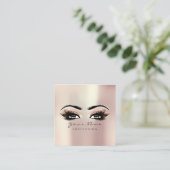 Makeup Artist Eyebrow Eye Lashes Roos Pink Square Vierkante Visitekaartje (Staand voorkant)