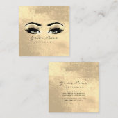 Makeup Artist Eyebrow Eyes Lashes Gold Square Vierkante Visitekaartje (Voorkant / Achterkant)
