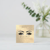 Makeup Artist Eyebrow Eyes Lashes Gold Square Vierkante Visitekaartje (Staand voorkant)