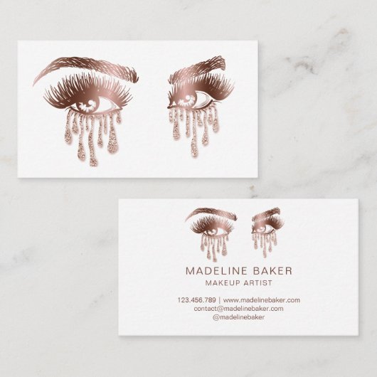 Makeup Artist Eyebrow Eyes Lashes Roos Gold Visitekaartje (Voorkant / Achterkant)