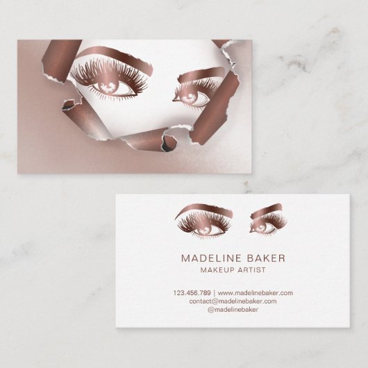 Makeup Artist Eyebrow Eyes Lashes Roos Gold Visitekaartje (Voorkant / Achterkant)