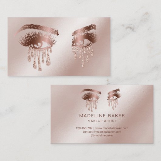 Makeup Artist Eyebrow Eyes Lashes Roos Gold Visitekaartje (Voorkant / Achterkant)
