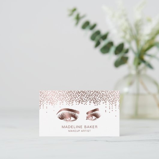 Makeup Artist Eyebrow Eyes Lashes Roos Gold Visitekaartje (Staand voorkant)