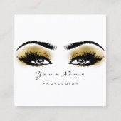 Makeup Artist Eyebrow Gold Lashes White Square Vierkante Visitekaartje (Voorkant)