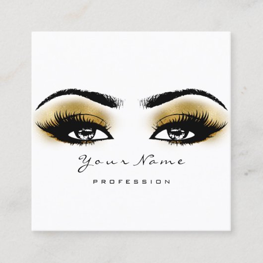 Makeup Artist Eyebrow Gold Lashes White Square Vierkante Visitekaartje (Voorkant)