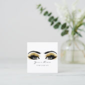 Makeup Artist Eyebrow Gold Lashes White Square Vierkante Visitekaartje (Staand voorkant)