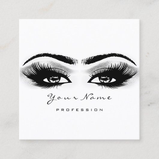 Makeup Artist Eyebrow Gray Lashes White Square Vierkante Visitekaartje (Voorkant)