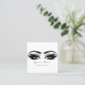 Makeup Artist Eyebrow Gray Lashes White Square Vierkante Visitekaartje (Staand voorkant)