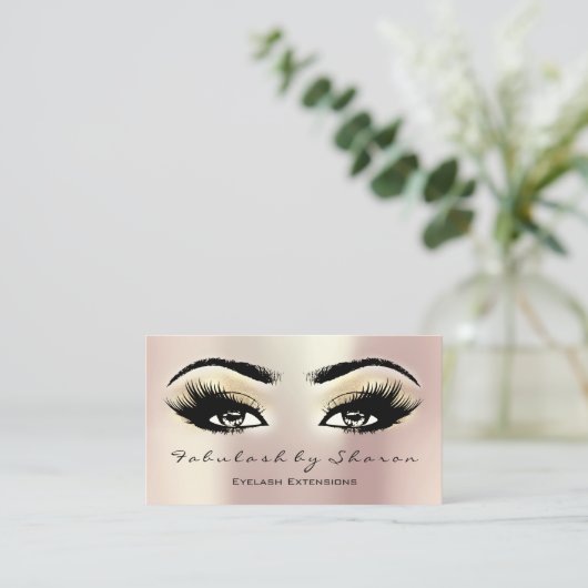 Makeup Artist Eyebrow Lash Extension Gold Champaig Visitekaartje (Staand voorkant)