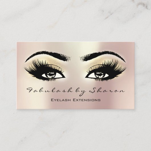 Makeup Artist Eyebrow Lash Extension Gold Champaig Visitekaartje (Voorkant)