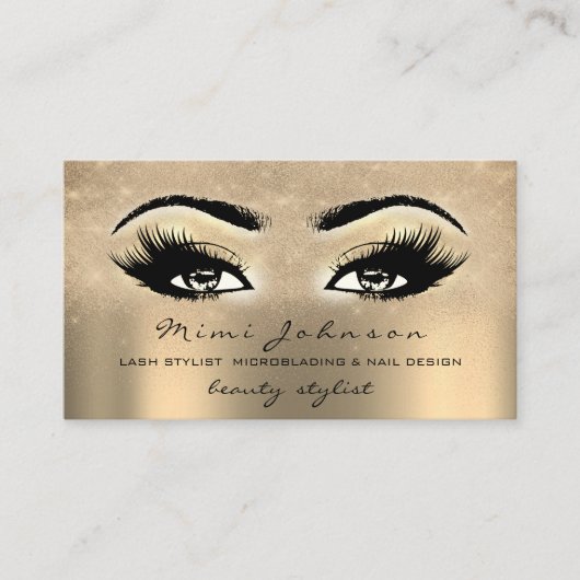 Makeup Artist Eyebrow Lash Gold Spark Estheticus Visitekaartje (Voorkant)