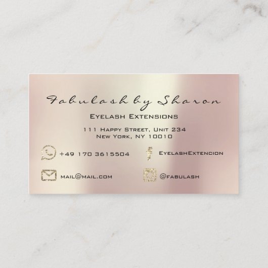 Makeup Artist Eyebrow Lashes Blush Glitter Blush Visitekaartje (Achterkant)