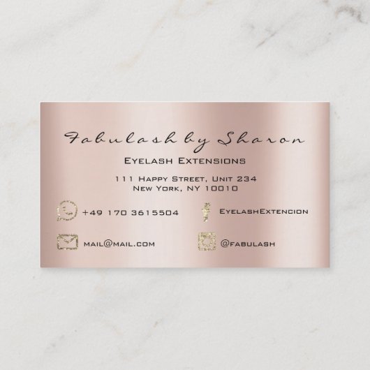 Makeup Artist Eyebrow Lashes Extensi Glitter Pink Visitekaartje (Achterkant)