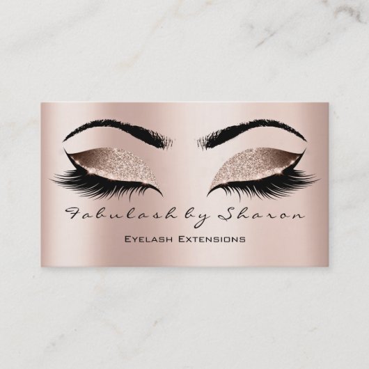 Makeup Artist Eyebrow Lashes Extensi Glitter Pink Visitekaartje (Voorkant)