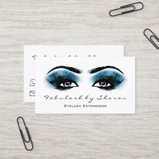 Makeup Artist Eyebrow Lashes Extension Blue Marine Visitekaartje (Voorkant / Achterkant in situ)