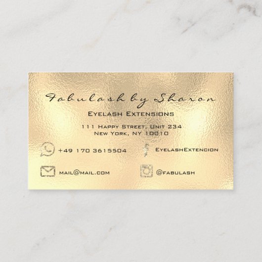 Makeup Artist Eyebrow Lashes Extension Glass Gold Visitekaartje (Achterkant)