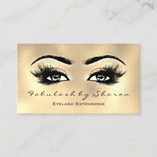 Makeup Artist Eyebrow Lashes Extension Glass Gold Visitekaartje (Voorkant)