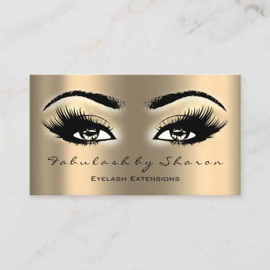 Makeup Artist Eyebrow Lashes Extension Gold Eyes Visitekaartje (Voorkant)