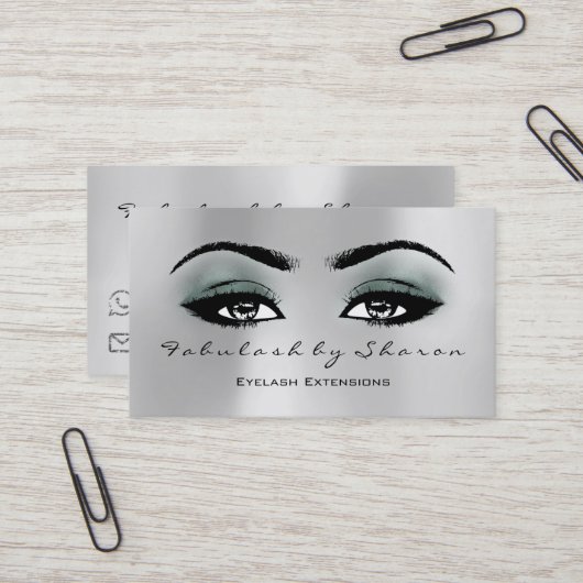 Makeup Artist Eyebrow Lashes Extension Grey Blauwg Visitekaartje (Voorkant / Achterkant in situ)