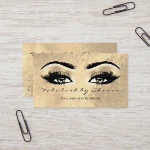 Makeup Artist Eyebrow Lashes Extension Leathe Gold Visitekaartje