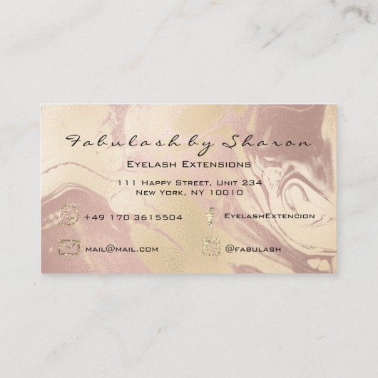 Makeup Artist Eyebrow Lashes Extension Marble Gold Visitekaartje (Achterkant)