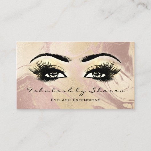 Makeup Artist Eyebrow Lashes Extension Marble Gold Visitekaartje (Voorkant)