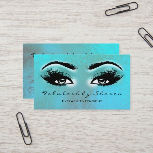 Makeup Artist Eyebrow Lashes Extension Ocean Blue Visitekaartje (Voorkant / Achterkant in situ)