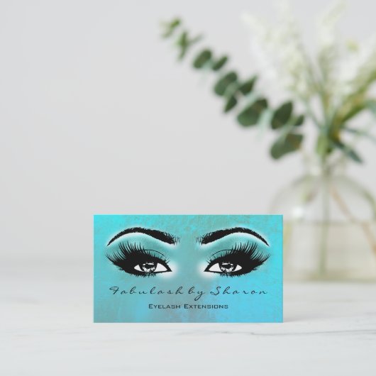 Makeup Artist Eyebrow Lashes Extension Ocean Blue Visitekaartje (Staand voorkant)